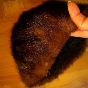 Rich Brown Real Fur Toque Lined